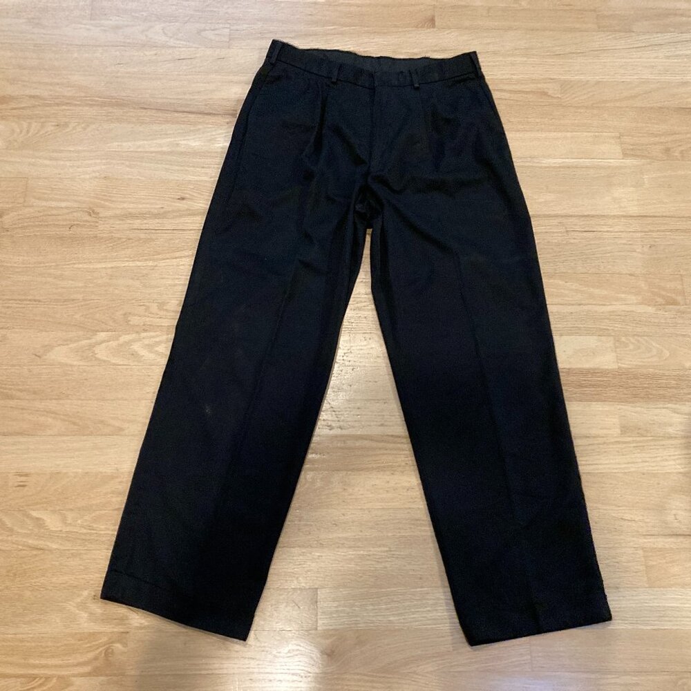 Dockers Men's Pants, Black, 100% Comfortrel Polyester, Pleated, Cuffed